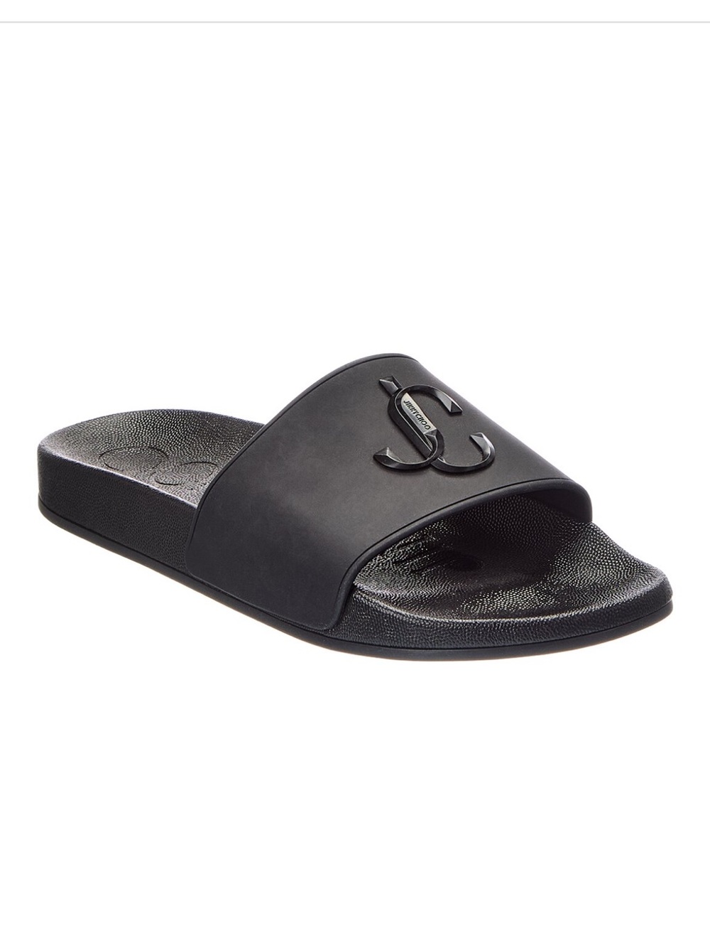 Jimmy Choo Unisex Black Rubber Logo Slide Sandals